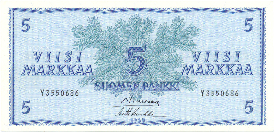 5 Markkaa 1963 Y3550686 kl.8